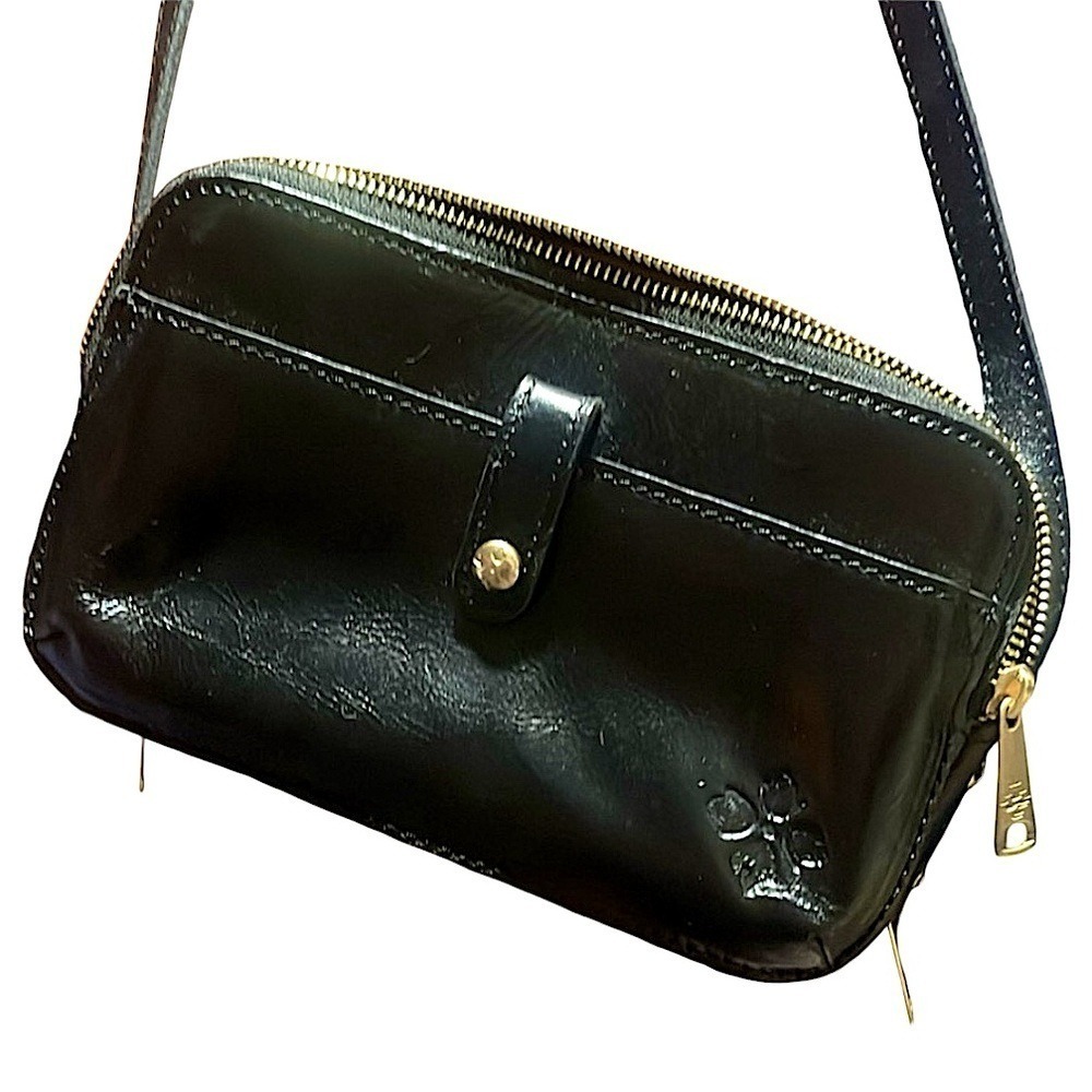 Patrica Nash Black Leather Alessa Crossbody Bag With Gold Tone‎ Hardware